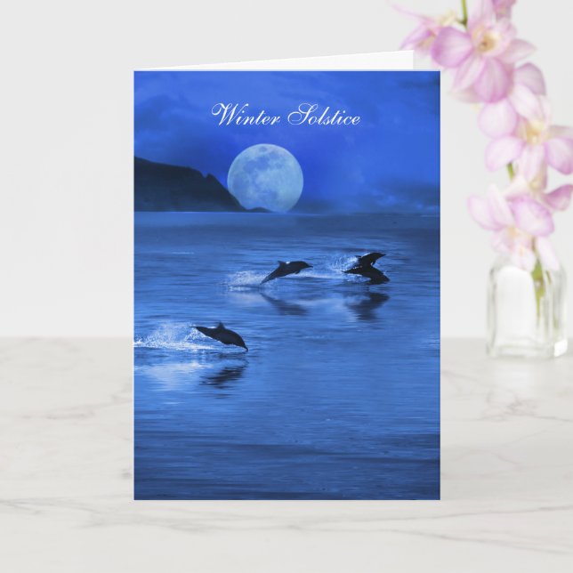 Carte Solstice d'hiver Yule Dauphins Mer Océan (Orchidée)