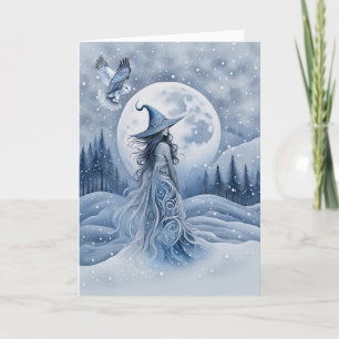 Carte Solstice d'hiver Yule Folk Art inspirée Witchy Lad