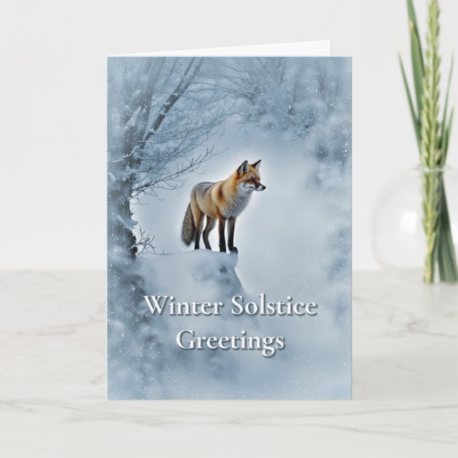 Carte Solstice d'hiver Yule Nature avec belle Renard Rou (Devant)