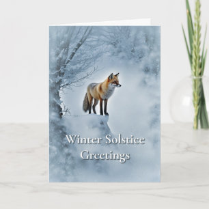 Carte Solstice d'hiver Yule Nature avec un beau renard r
