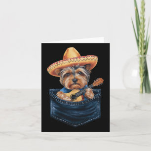 Carte Sombrero Yorkshire Terrier Chien Jouant Guitare Ci
