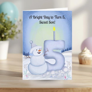 Carte Son 5th Birthday Snowman Snowy 