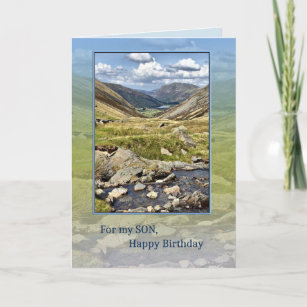 Carte Son anniversaire avec un paysage de montagne