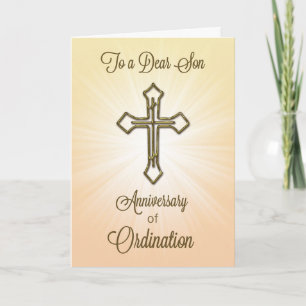 Carte Son Anniversaire de l'Ordination avec Cross Starbu
