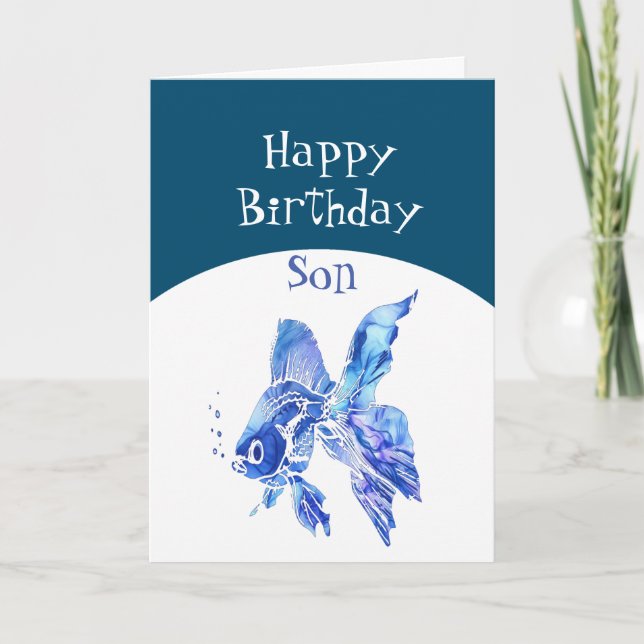 Carte Son Anniversaire Voeux (Poissons) Vraiment Amusant (Devant)