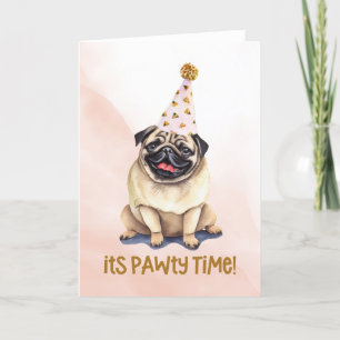 Carte Son Aquarelle rose Carlin Pawty Time