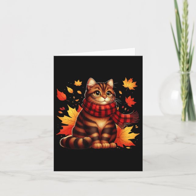 Carte Son Automne Yall Cat Leaf Fall Tree Bonjour Automn (Devant)