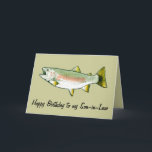 Carte Son beau-fils Joyeux anniversaire : Truite arc-en-<br><div class="desc">Cette carte est pour un gendre qui aime pêcher. Pour les articles correspondants,  tapez "pingouincoin magasin truite" dans la barre de recherche Zazzle.</div>