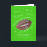 Carte Son Birthday, les joues de foot<br><div class="desc">Des joues de foot pour un jour. A football field with a thrown football football and lots of terrible football jokes.  A football player or a fan will get a huge kick out of this card ! Copyright Norma Cornes.</div>