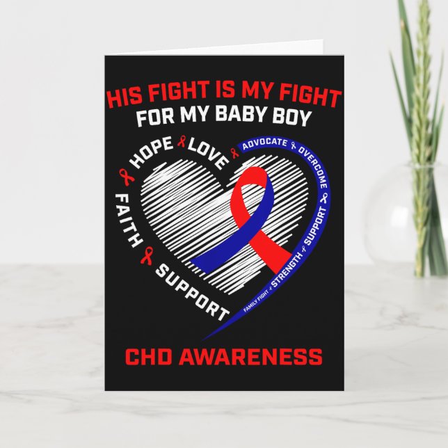 Carte Son Combat Bébé Garçon Fils Maladie Cardiaque CHD  (Devant)