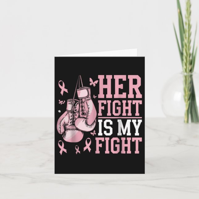 Carte Son Combat Est Mon Combattant Bow Pink Breast Canc (Devant)