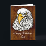 Carte Son dans le Birthday<br><div class="desc">If your son is fighting for your country and is having a birthday away from home, this father to his son card is idéal. DESIGN - A close up vector illustration of the face of a bientôt eagle, has the words "Happy Birthday, Son" below it and a meaningful message inside,...</div>
