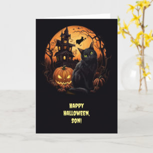 Carte Son Halloween Spooky avec Jack O Lantern sorcier C