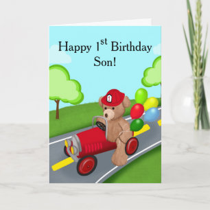 Carte Son Joyeux 1er anniversaire Teddy Bear dans Firetr