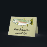 Carte Son Joyeux anniversaire : Truite arc-en-ciel<br><div class="desc">Cette carte est pour un fils qui aime pêcher. Pour les articles correspondants,  tapez "pingouincoin magasin truite" dans la barre de recherche Zazzle.</div>