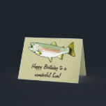 Carte Son Joyeux anniversaire : Truite arc-en-ciel<br><div class="desc">Cette carte est pour un fils qui aime pêcher. Pour les articles correspondants,  tapez "pingouincoin magasin truite" dans la barre de recherche Zazzle.</div>