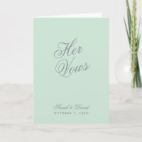 Son livre de vœux de mariage simple vert menthe Vo