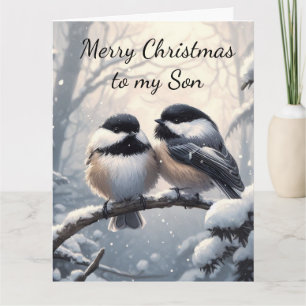 Carte Son Noël Voeux & Amour Chickadee Bird