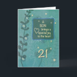 Carte Son Religieux 21ème Anniversaire Green Hand Look<br><div class="desc">De grands souvenirs de son enfance sont tout ce que vous avez maintenant. Alors qu'il entre dans l'âge adulte,  ces souvenirs resteront dans son coeur et son esprit pour toujours. À son 21e anniversaire donnez cette carte à votre fils précieux et faites-lui savoir qu'il est très aimé.</div>