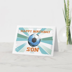 Carte Son Soccer Anniversaire avec Ball, Orange sur Turq