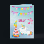 Carte Son Unicorn Magique 4e anniversaire<br><div class="desc">C'est le 4ème anniversaire de votre petit, quelle meilleure façon de célébrer qu'avec cette carte personnalisée de 4ème anniversaire. Avec un joli thème d'anniversaire de licorne, facile à remplir en modèle rend la personnalisation simple et facile. L'arrière - plan est décoré d'un parchemin bleu. Il y a un joli message...</div>