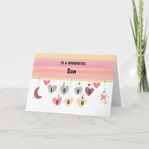 Carte Son Valentine Love Hearts Moon Stars