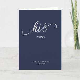 Carte Son Vows Card Minimaliste Script Bleu