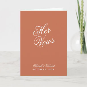 Carte Son Vows Terracotta Simple Vow Book Mariage