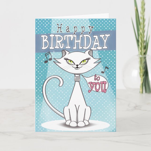 Carte Sonia le chat chanteur Joyeux anniversaire (Devant)