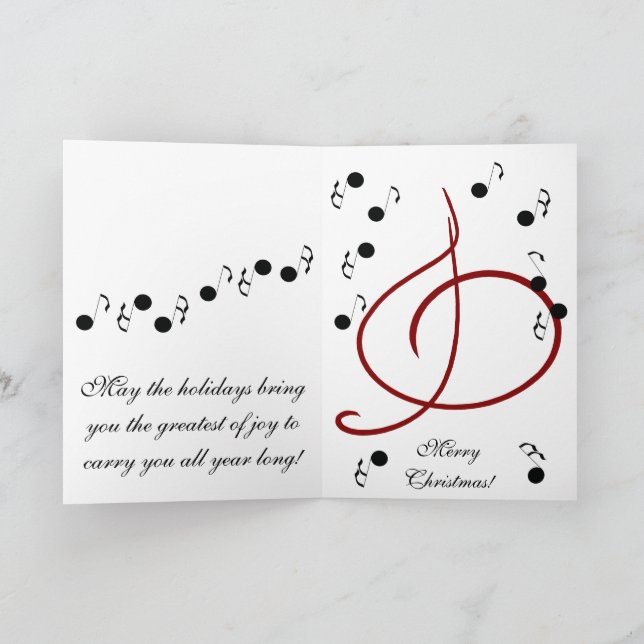 Carte Sonnez les Cloches de Noël Notes Musicales Heureus (Intérieur)