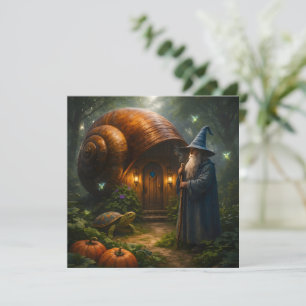 Carte Sorcier enchanté et maison escargot fantaisie fant