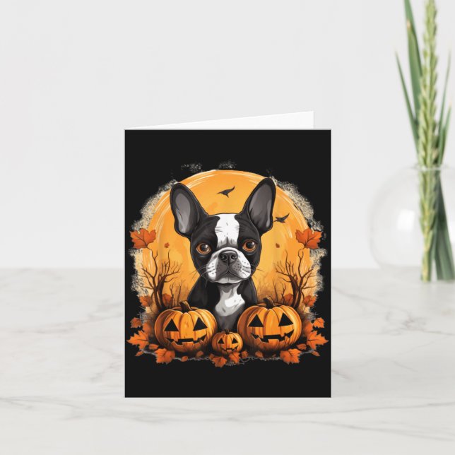 Carte Sorcier Pitbull Happy Howl O Ween Citrouille Hallo (Devant)