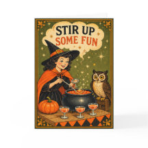 Sorcière amusante et hibou Halloween vintage