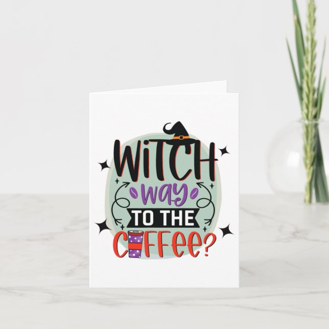Carte Sorcière Au Café Drôle Sorcière Halloween (Devant)