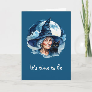 Carte Sorcière avec un Chat - Wicca Halloween 1