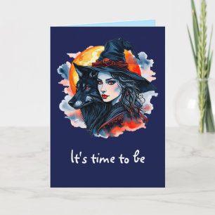 Carte Sorcière avec un loup - Halloween Fun 2