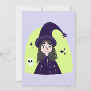 Carte Sorcière Charmante Colère Mignonne
