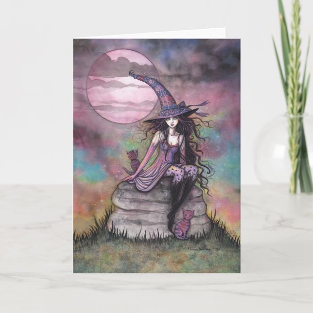 Carte Sorcière de chat de crépuscule enchanté Art d'Hall (Devant)