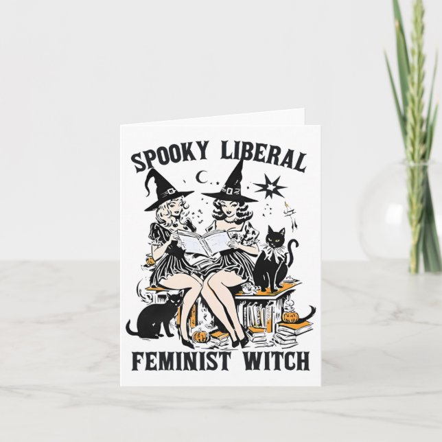 Carte Sorcière de Halloween féministe libérale effrayant (Devant)