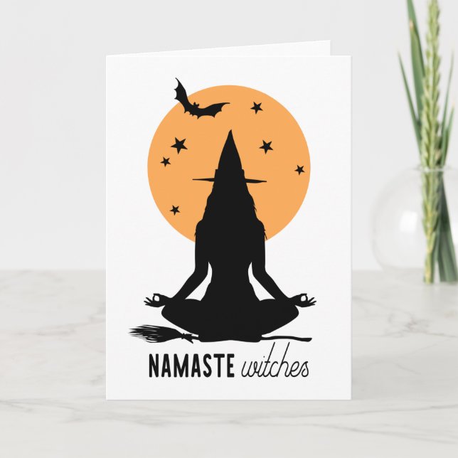 Carte Sorcière de yoga d'Halloween contemporaine (Devant)