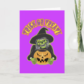 Carte Sorcière d'Halloween Crâne