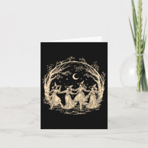 Carte Sorcière d'Halloween Danseant Cottagecore Sorcière