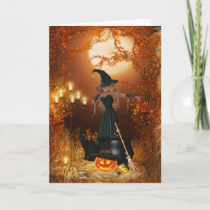 Carte Sorcière d'Halloween d'automne