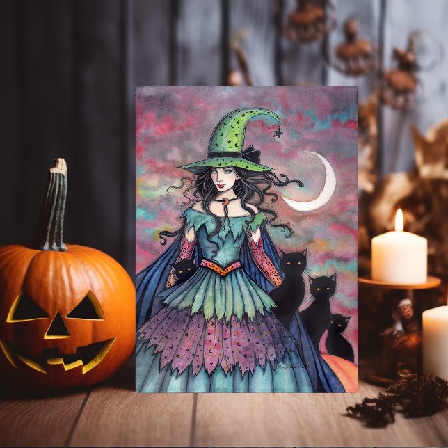Carte Sorcière d'Halloween et chats noirs Molly Harrison (Créateur téléchargé)