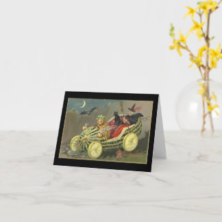 Carte Sorcière d'Halloween Melon Voiture de Course Vinta