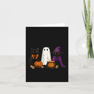 Carte Sorcière Effrayante Chat Noir Halloween Citrouille