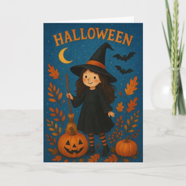 Carte Sorcière éffrayante d'Halloween (Devant)