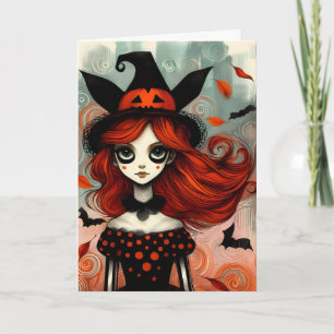 Carte Sorcière effrayante vintage Halloween