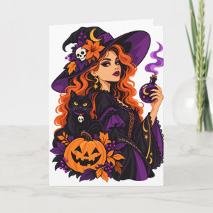 Carte Sorcière effrayante vintage Halloween