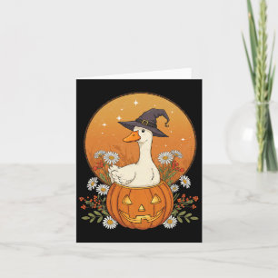 Carte Sorcière Goose Halloween Fleurs Citrouilles mignon